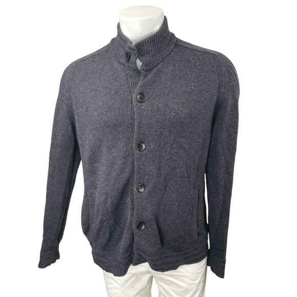 Robert Graham Men's Dark Gray Wool Silk Long Sleeve Button Up Cardigan Sweater M - Picture 1 of 4
